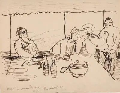 Aften på terrassen, Bormes, Provence by Jens Adolf Jerichau, 1912 — digital art print download