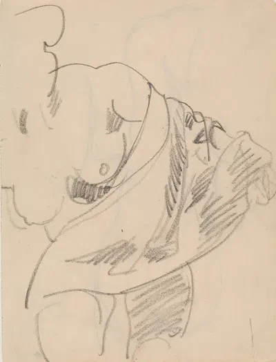 Nøgen kvinde med draperi by Йенс Адольф Ерихау, 1912 — digital art print download