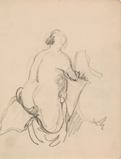 Stående nøgen kvinde, set fra ryggen by Йенс Адольф Ерихау, 1912 — digital art print download