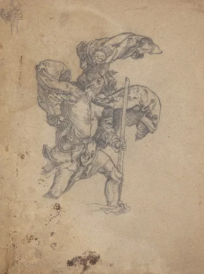 Studie efter Dürer- Den Hellige Christoforus I by Йенс Адольф Ерихау, 1910 — digital art print download