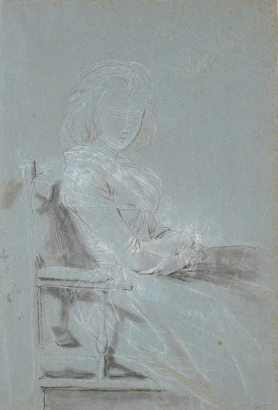 Studie til portrættet af Ulrike Elenora Wedel Jarlsberg, født Brockdorff by Jens Juel — digital art print download