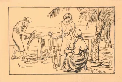 Kristus som tømmersvend hos Joseph og Maria by Йоаким Сковгорд, 1924 — digital art print download