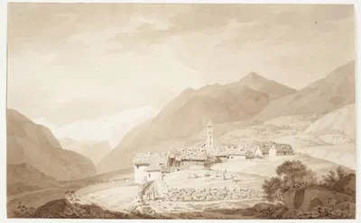 Landsbyen Airolo i Alperne by Johan Ludvig Lund, 1801 — digital art print download