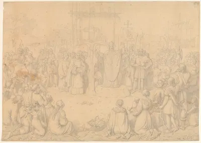 Ansgar prædikende by Johan Ludvig Lund, 1819 — digital art print download