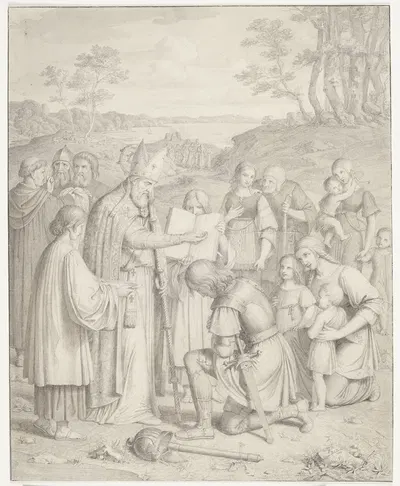 De første danskes kristne dåb by Johan Ludvig Lund, 1826 — digital art print download