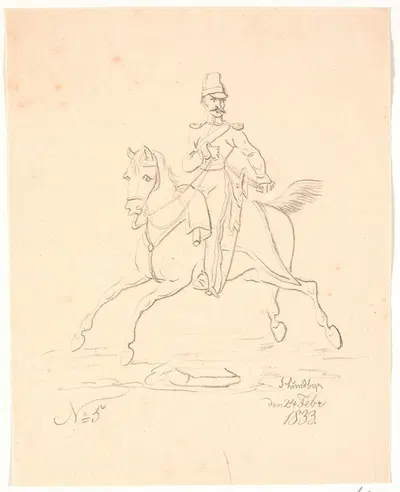 Soldat til hest, vendt mod venstre by Йохан Томас Лундбю, 1844 — digital art print download