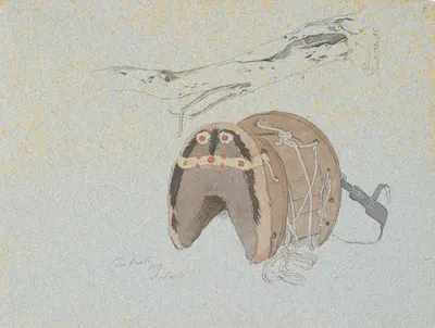 Stamme af et oliventræ og en paksaddel by Йохан Томас Лундбю, 1845 — digital art print download