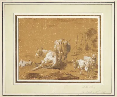 Landskab med køer og geder by Johann Melchior Roos — digital art print download