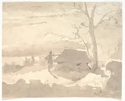 Måneskinsbillede Jæger ved en stendysse by Йорген Рёд, 1835 — digital art print download