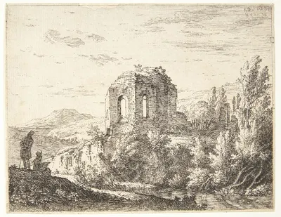 Landskab med tempelruiner by Карел Дуйардин, 1658 — digital art print download