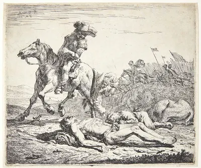 Tre grise liggende ved en svinesti by Карел Дуйардин, 1652 — digital art print download