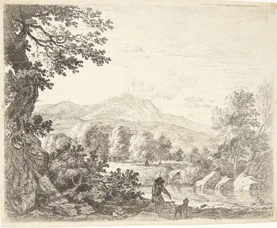 Landskab med en mand og en hund by Карел Дуйардин, 1659 — digital art print download