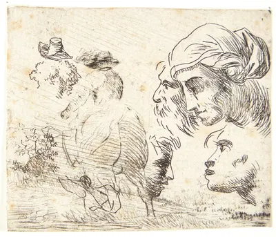 Studie af hoveder by Карел Дуйардин — digital art print download