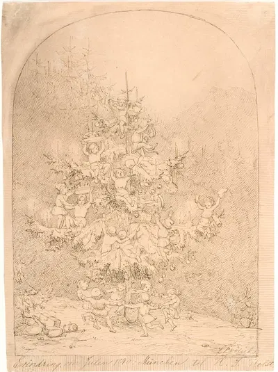 Juletræ by Лоренц Фрёлих, 1840 — digital art print download