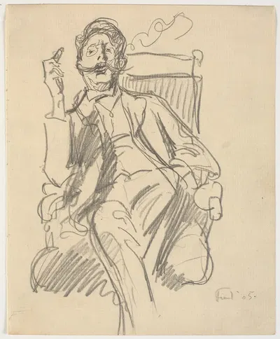 Kunsthistorikeren Carl V Petersen, siddende, med cigar by Людвиг Финд, 1905 — digital art print download