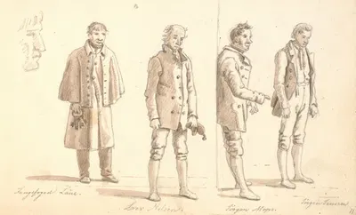 Fire studier af fanger fra Forbedringshuset og fangefogeden by Martinus Rørbye, 1832 — digital art print download