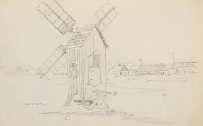 Landskab med mølle by Martinus Rørbye, 1833 — digital art print download