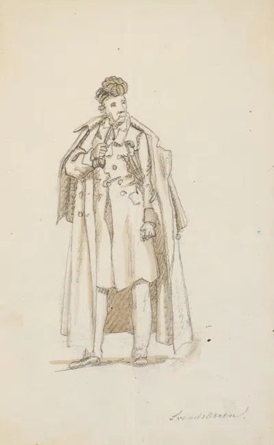 Stående mand med kappe og pibe by Мартинус Рёрбю, 1833 — digital art print download