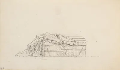 Studie af en kuffert og en kappe by Martinus Rørbye, 1832 — digital art print download