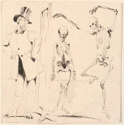 Prøveblad Herre prøver tøj foran spejl To benrade by Nicolai Habbe — digital art print download