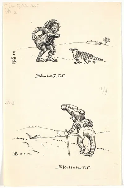 To udkast til Den tykke kat by Нильс Сковгорд, 1911 — digital art print download