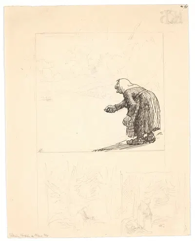 Udkast til Vilderik Kongesøn og Miseri Mø fo og Den lille slange to forarbejder fn by Нильс Сковгорд, 1917 — digital art…