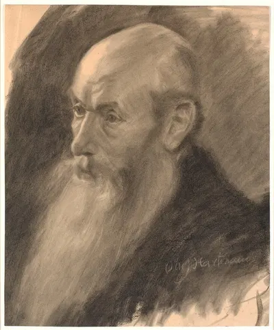 Portræt af en gammel mand med langt skæg; 3-4 profil til venstre by Олуф Хартманн — digital art print download