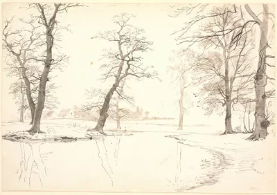 Aaen gennem Breelde skov ved Usserød by П. К. Сковгорд, 1847 — digital art print download