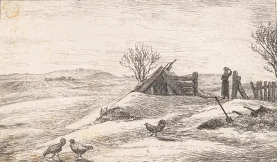 Vinterlandskab ved Vejby by П. К. Сковгорд, 1844 — digital art print download