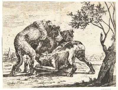 Tre hunde by Paulus van Hillegaert II, 1654 — digital art print download