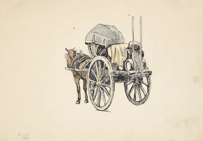 Italiensk fragtvogn by Peter Hansen, 1899 — digital art print download