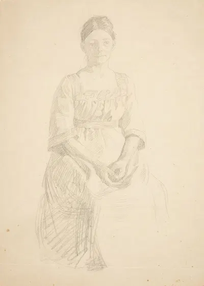 Kunstnerens hustru sidder model til portræt af fru Thora Karl Madsen til maleriet- Faaborgmuseets Indvielse 1910-11 by…