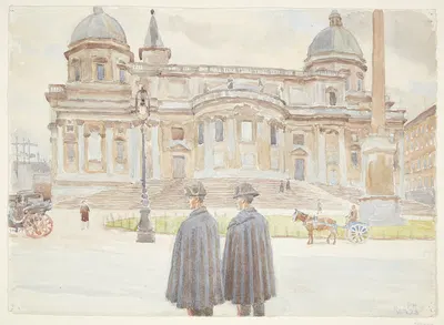 To Karabinierer uden for Santa Maria Maggiore by Петер Хансен, 1928 — digital art print download