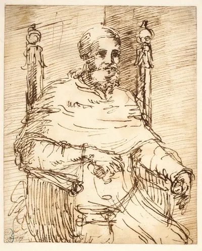 Portræt af pave Julius II Efter Raphael by Пьер Франческо Мола — digital art print download