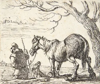 Bonde, trækkende en hest by Питер ван Лаер — digital art print download