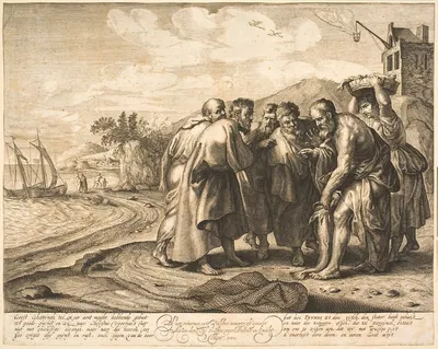 St Peter finder mønten i fiskens mund by Salomon Savery — digital art print download