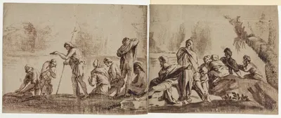 Jesu Dåb samt en gruppe tilskuere by Сигизмондо Каула — digital art print download