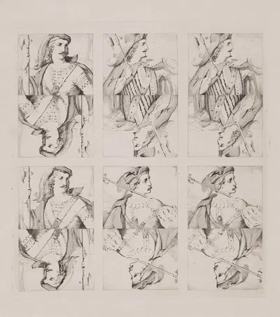 Raderinger til spillekort, knægte by Sophus Schack — digital art print download