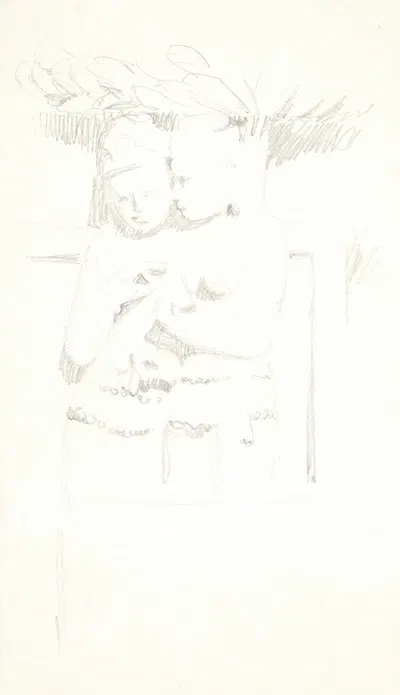 Gruppe med to figurer Studieblad efter relieffer i Borobudur, Java by Svend Rathsack, 1921 — digital art print download