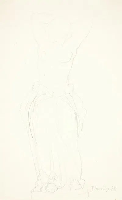 Studietegning til statuetten Kvinde som sætter sit hår by Svend Rathsack, 1928 — digital art print download