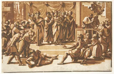 Ananias' død by Ugo Da Carpi, 1518 — digital art print download