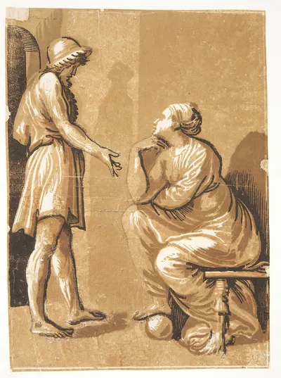 Raphael med sin elskerinde by Ugo Da Carpi — digital art print download