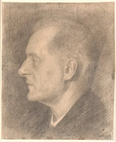 Portræt af Alfred Bramsen, profil mv by Vilhelm Hammershøi, 1911 — digital art print download
