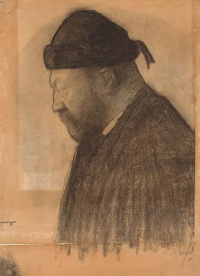 Portræt af Thorvald Bindesbøll i profil mod venstre by Vilhelm Hammershøi, 1890 — digital art print download