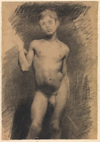 Stående nøgen dreng Modelstudie by Vilhelm Hammershøi — digital art print download