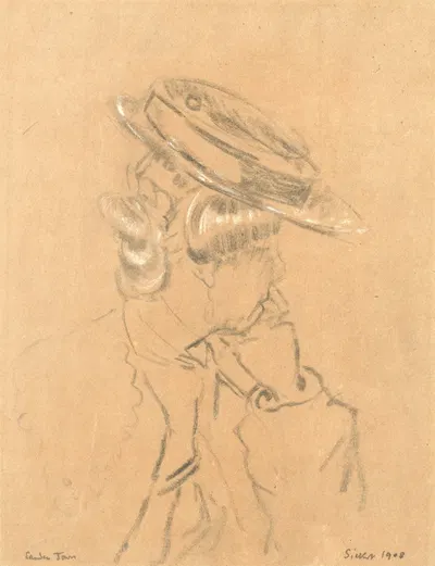 Study of a Girl in a Straw Boater by Walter Richard Sickert, 1908 — digital art print download