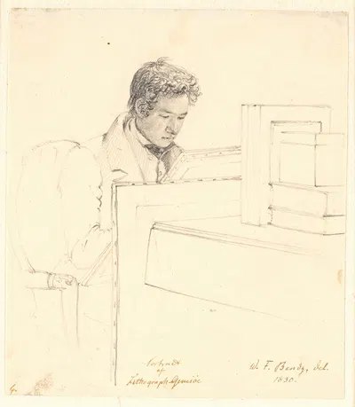 Portræt af litografen Peter Gemzøe by Вильгельм Бендс, 1830 — digital art print download