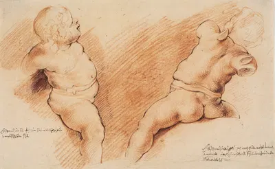 Kentaur betvunget af Amor Antik skulpturgruppe To studier af Amor, den ene set fra højre, den anden bagfra by Willem…