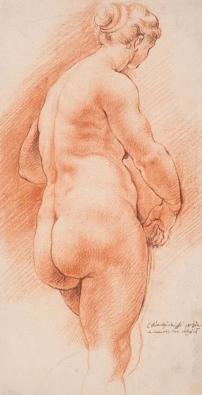 Kvinde set fra ryggen, halvt vendt mod højre by Willem Panneels — digital art print download