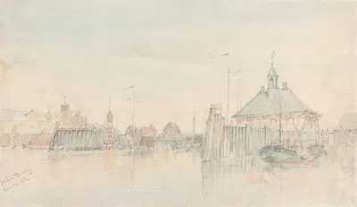 Harbour, Hamburg from the Elbe by Alfred Gomersal Vickers — digital art print download